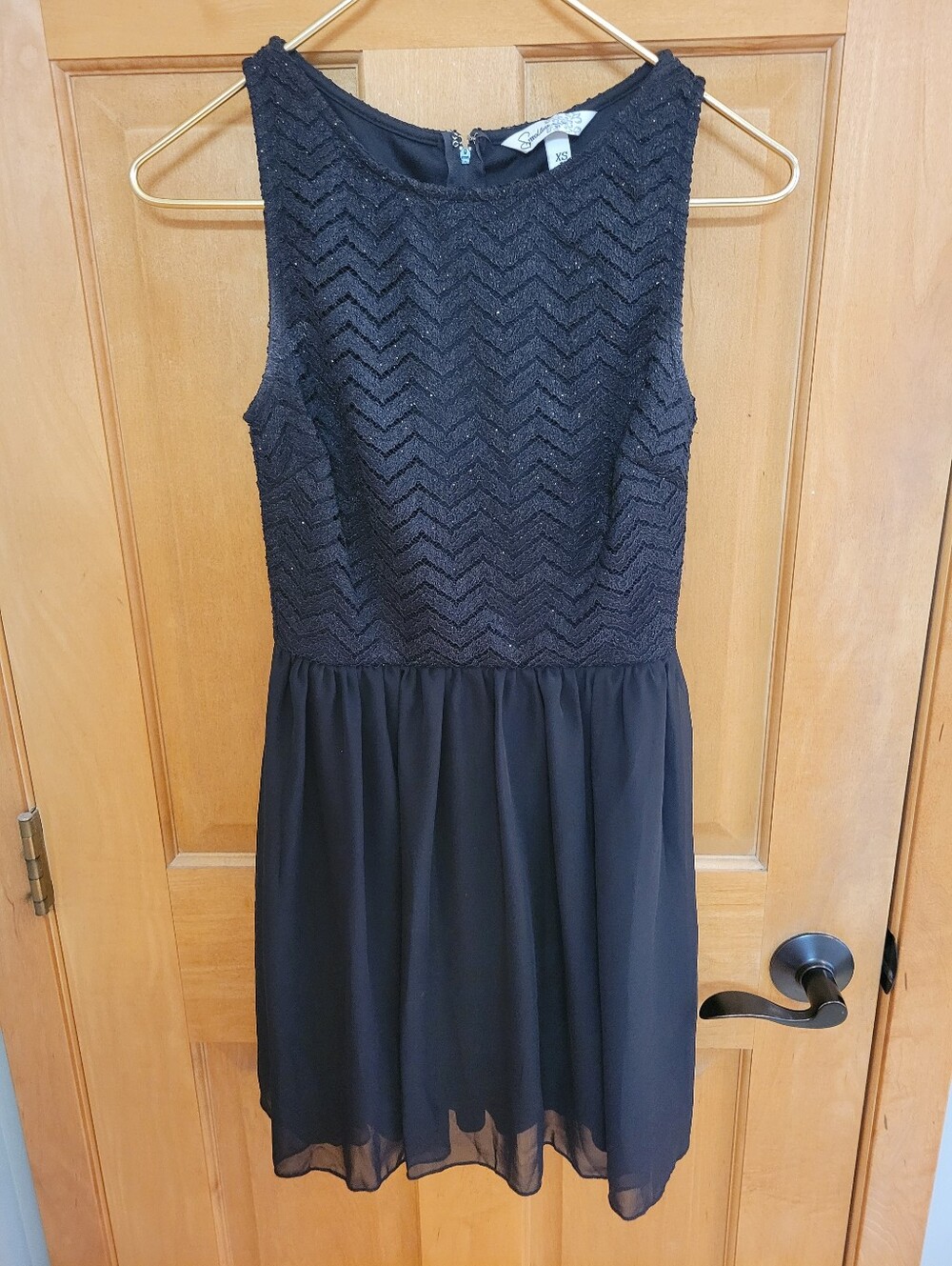 Sleeveless Black Textured Lace Mini Fit & Flare Dress